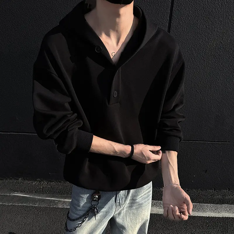 IEFB Korean Style Men's Hooded Sweatshirts Solid Color Bottom Design Casual Menswear Loose Pullover Male Hoodies Autumn 9W4014