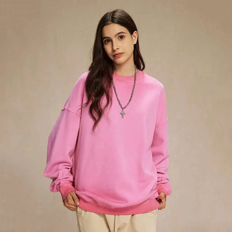 IEFB New Fashion Men's Round Collar Sweatshirt Pullover Long Sleeve Gradient Color Women Top Spring Couple Clothing 9W121