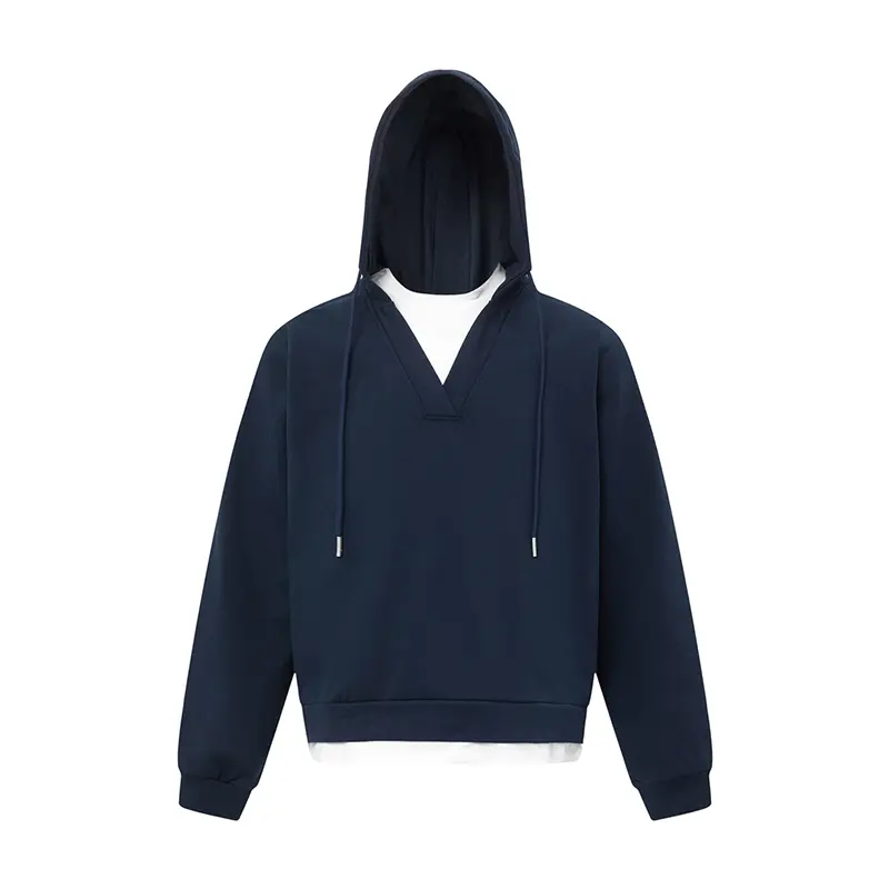 IEFB New Men's Sweatshirt Spring Deconstructed Fake Two-piece Hoodies Stylish Menwear Solid Color Loose Male Clothing 9W1470