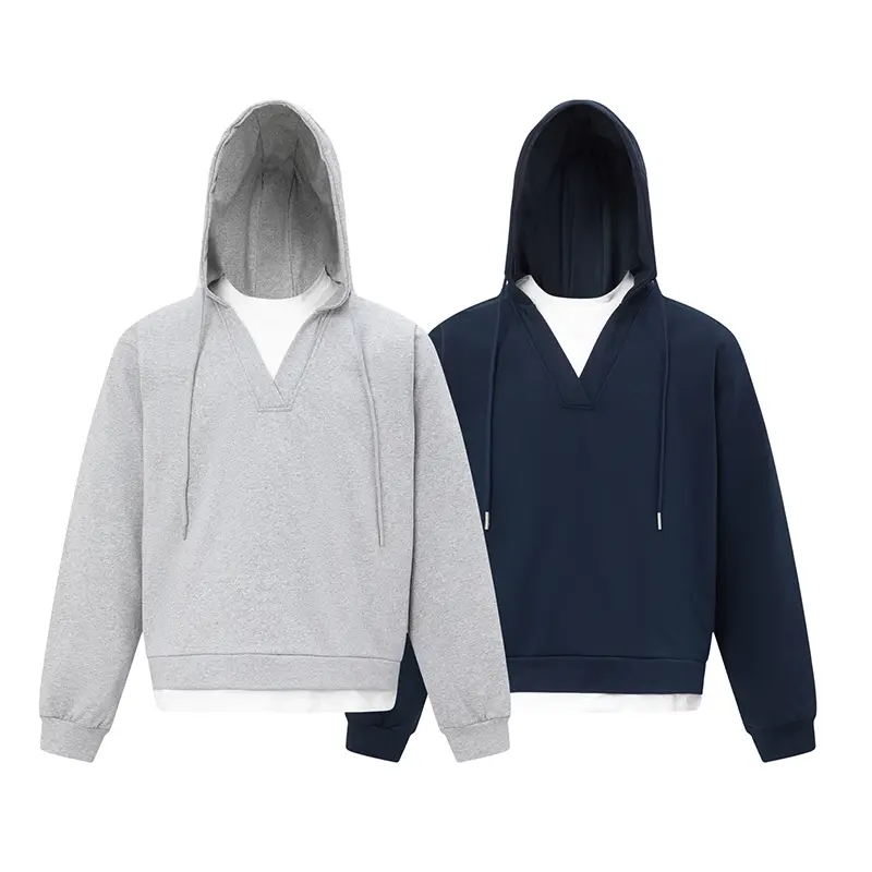 IEFB New Men's Sweatshirt Spring Deconstructed Fake Two-piece Hoodies Stylish Menwear Solid Color Loose Male Clothing 9W1470