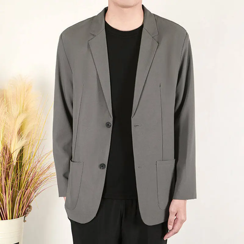 IEFB Korean Style Men's Blazers Shoulder Padded Design Busniess Casual Solid Color Single Breasted Lapel Male Suit Coats 9W1228