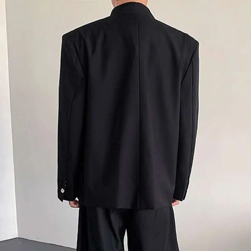 IEFB Men's Blazers New Chinese Stylish Stand Collar Style Metal Buckle Shoulder Male Shoulder Pad Clothing Spring 2025 9W1382