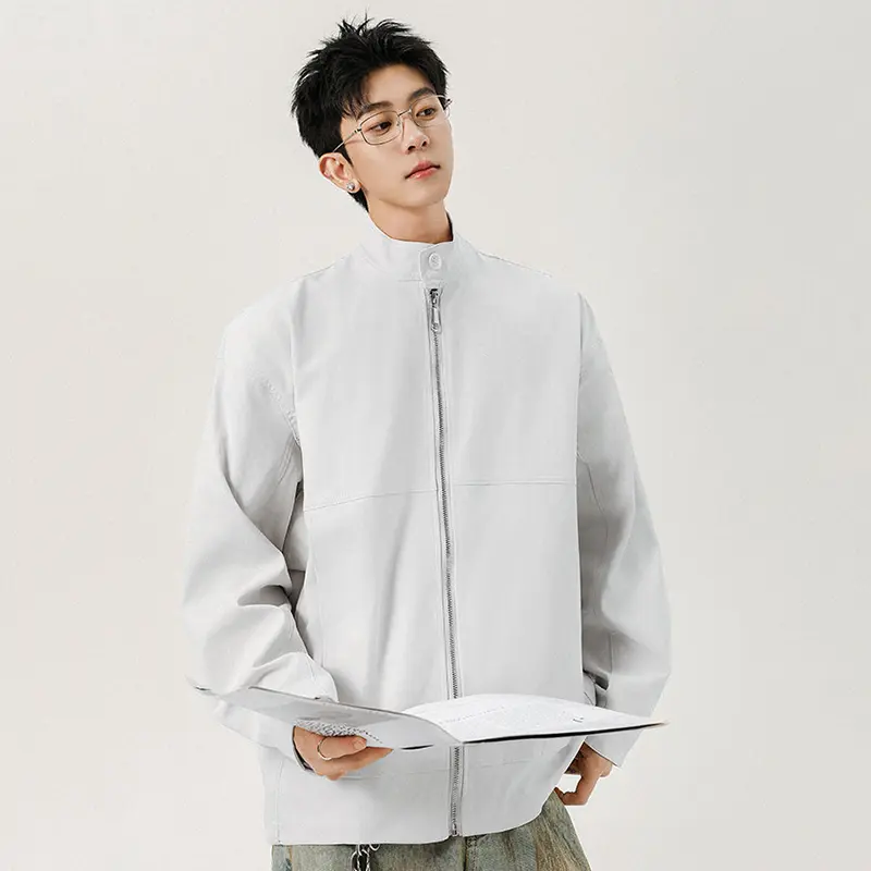 IEFB Korean Style Men's Jackets Solid Color Stand Collar New Autumn Lager Pockets Cloth Loose Simple All-match Male Coats 9W4123