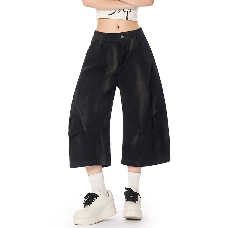 IEFB New Men's Cargo Shorts American Handsome Style Pleated Design Solid Color Straight Leg Male Casual Clothing Summer 9W1727