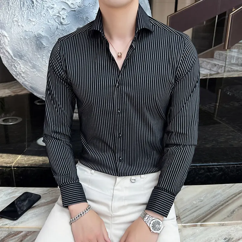 IEFB Men's Long Sleeve Shirt New Spring Business Windsor Collar Stylish Striped Male Single Breasted Clothing Handsome 9W1872
