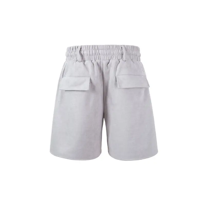 IEFB Multi Pockets Cargo Shorts Men's Solid Color Drawstring Wide Leg Loose Elastic Waist Suede Straight Male Bottom New 9W2637