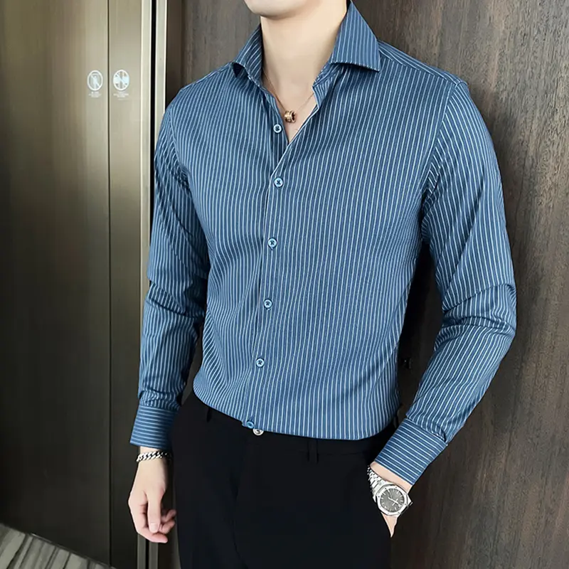 IEFB Men's Long Sleeve Shirt New Spring Business Windsor Collar Stylish Striped Male Single Breasted Clothing Handsome 9W1872