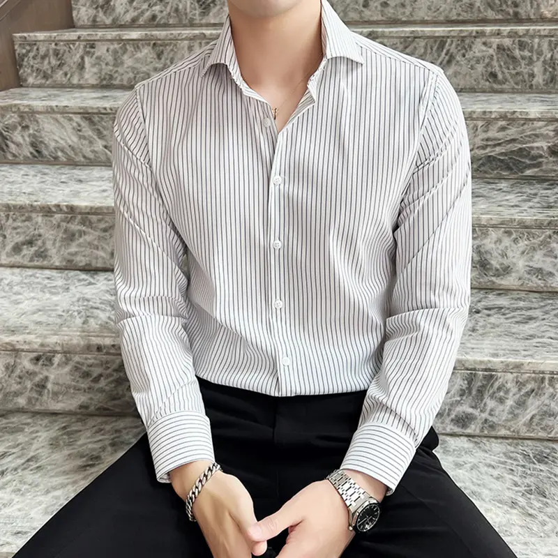 IEFB Men's Long Sleeve Shirt New Spring Business Windsor Collar Stylish Striped Male Single Breasted Clothing Handsome 9W1872