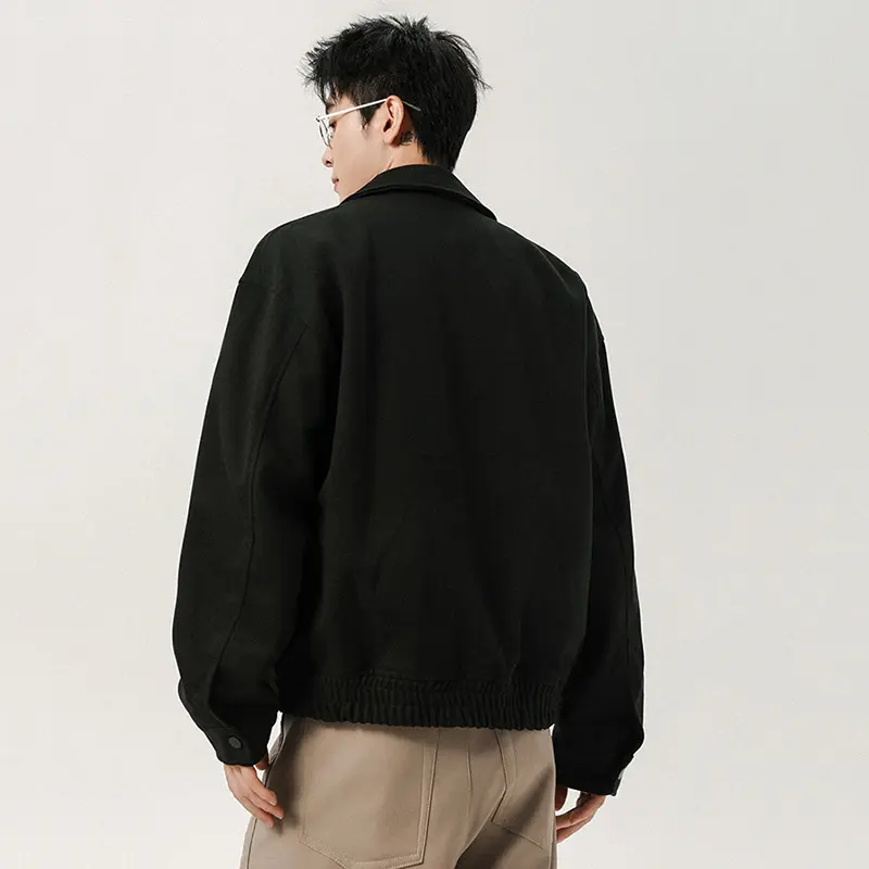 IEFB Korean Style Men's Jackets Solid Color Lapel Wollen Deconstruction Casual Tops Zipper Loose Male Coats Autumn Tide 9W4109