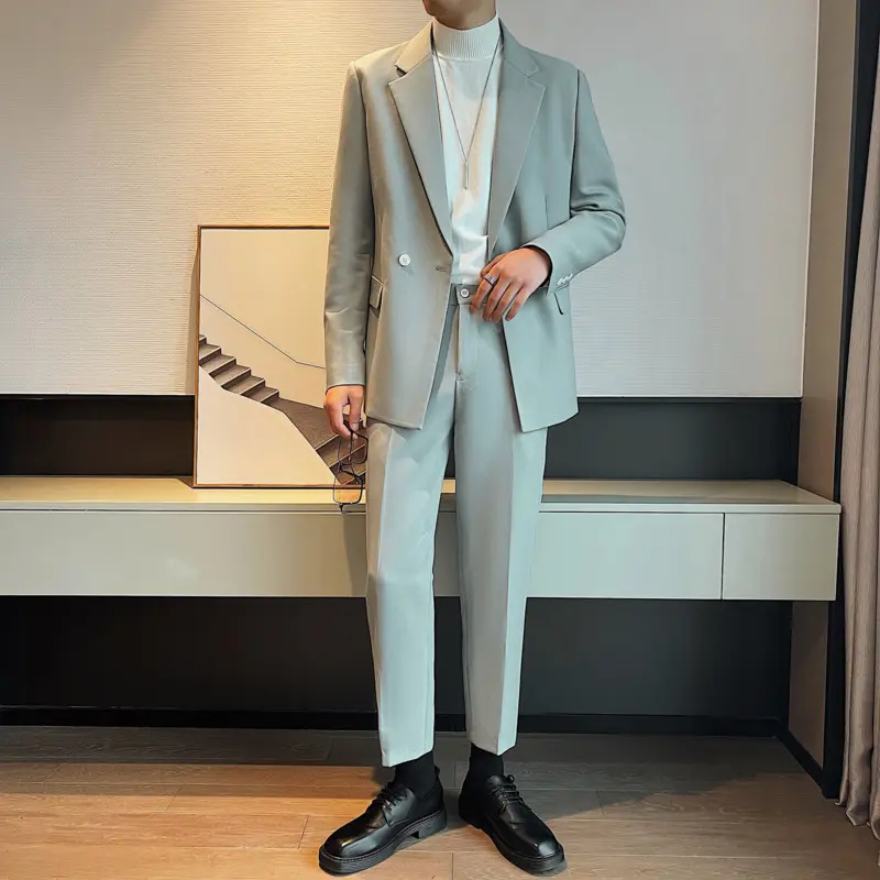 IEFB Business Casual Men's Two-piece Sinle Button Design Blazer Straight Suit Pants Spring Autumn Male Set Koreans New 9W2704