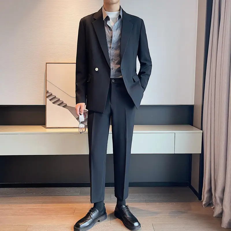 IEFB Business Casual Men's Two-piece Sinle Button Design Blazer Straight Suit Pants Spring Autumn Male Set Koreans New 9W2704