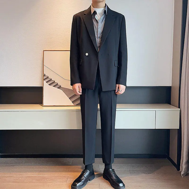 IEFB Business Casual Men's Two-piece Sinle Button Design Blazer Straight Suit Pants Spring Autumn Male Set Koreans New 9W2704