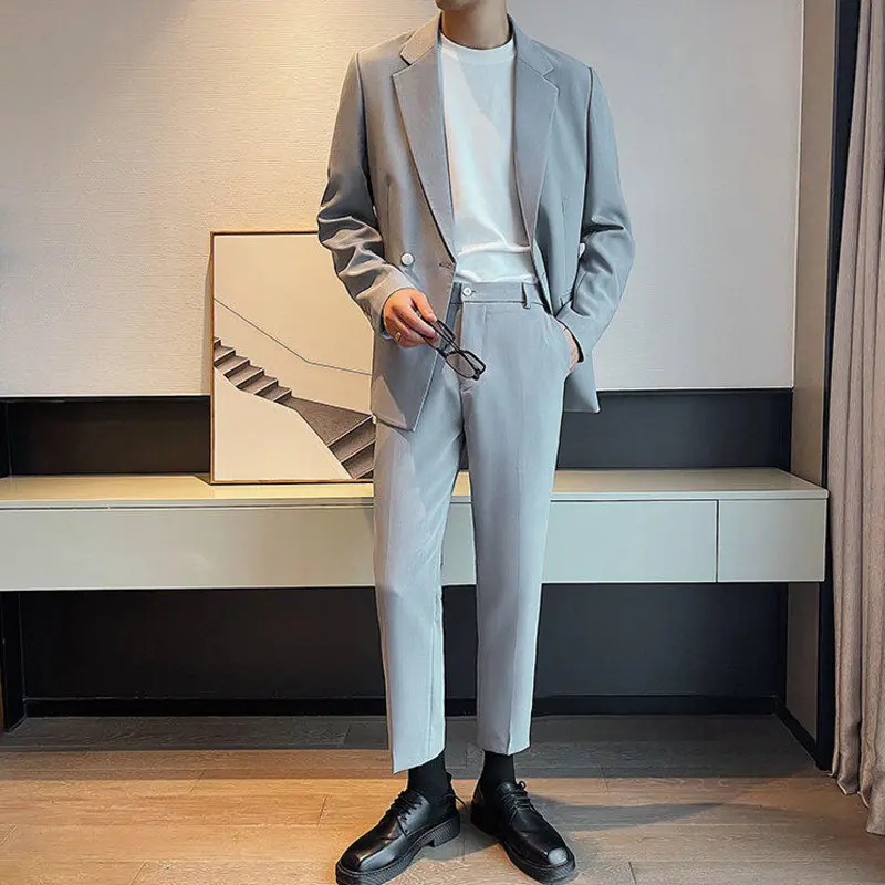 IEFB Business Casual Men's Two-piece Sinle Button Design Blazer Straight Suit Pants Spring Autumn Male Set Koreans New 9W2704