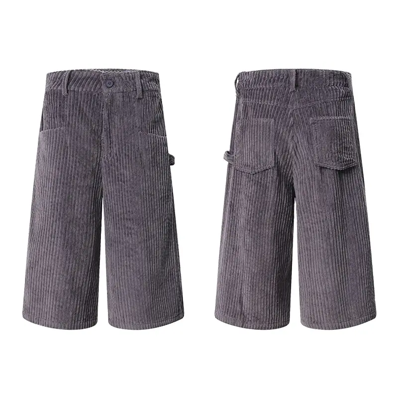 IEFB Men's Shorts New American Style Striped Design Simple Solid Color Mulit Pockets Casual Male Summer Bottoms 2025 9W1891