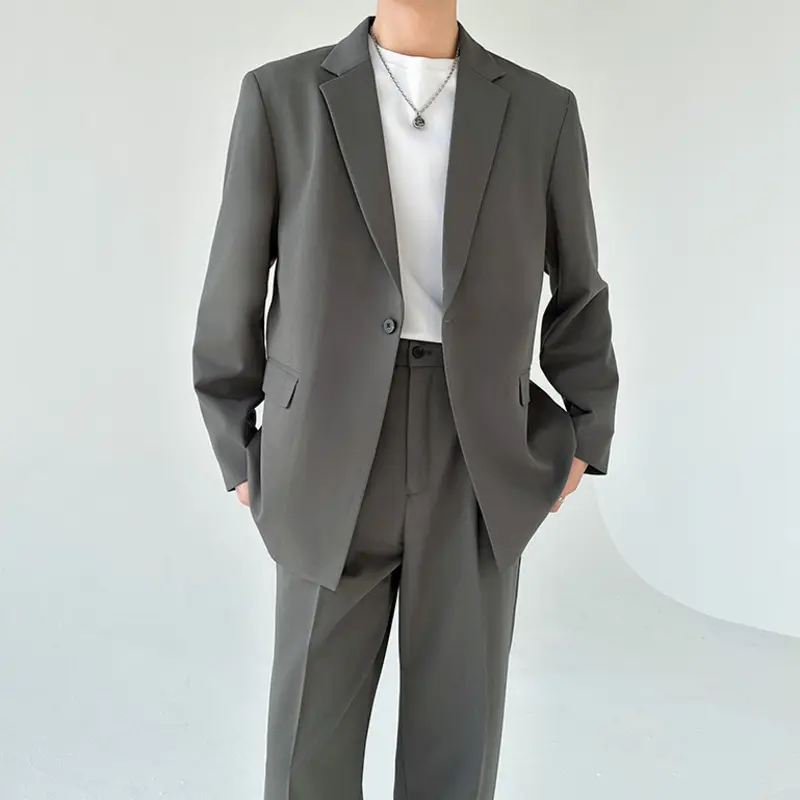 IEFB Korean Style New Fashion Two-piece Set Single Button Design Lapel Blazer Straight Suit Pants Spring Autumn Sets 9W3780