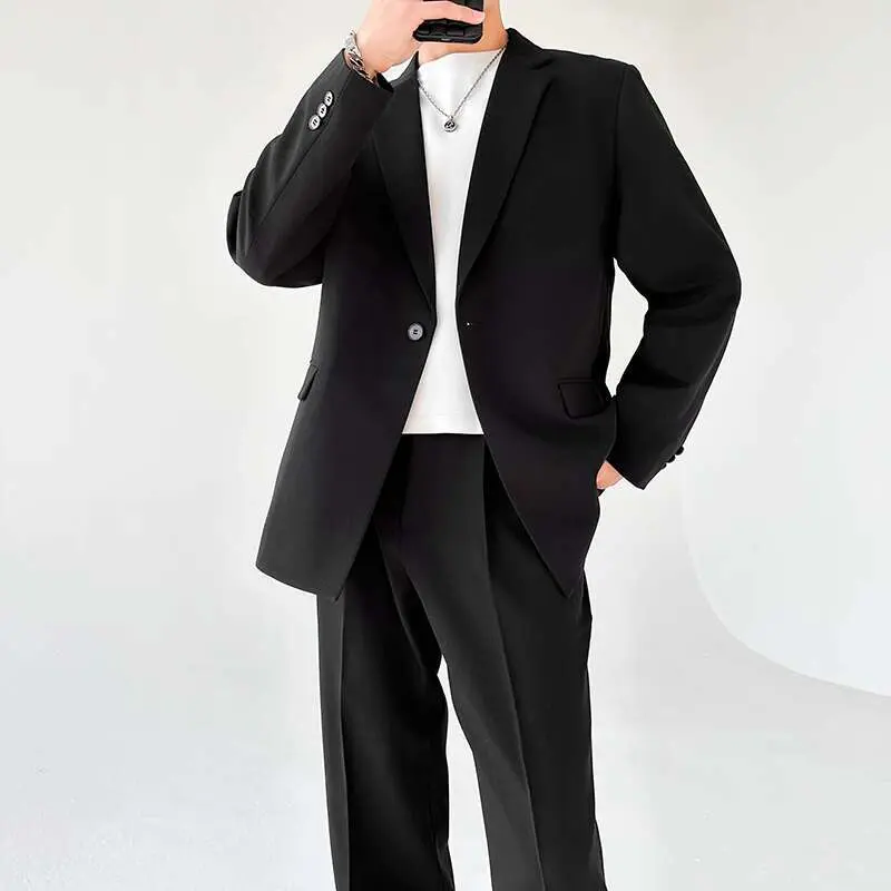 IEFB Korean Style New Fashion Two-piece Set Single Button Design Lapel Blazer Straight Suit Pants Spring Autumn Sets 9W3780