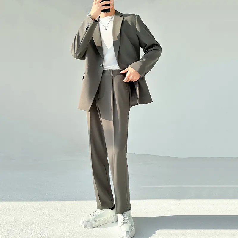 IEFB Korean Style New Fashion Two-piece Set Single Button Design Lapel Blazer Straight Suit Pants Spring Autumn Sets 9W3780