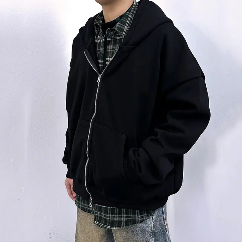 IEFB Men's Sweatshirts New Korean Style Fake Two-piece Patchwork Hoodie Jacket Niche Design Male Zipper Trendy Top 9W1827