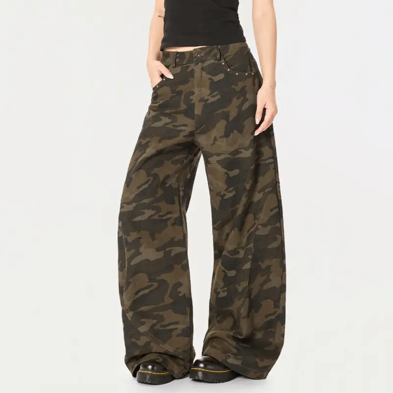 IEFB New Summer Men's Casual Trousers Camouflage Straight Streetwear American Style Wide Leg Machete Pants Menswear 9W2462