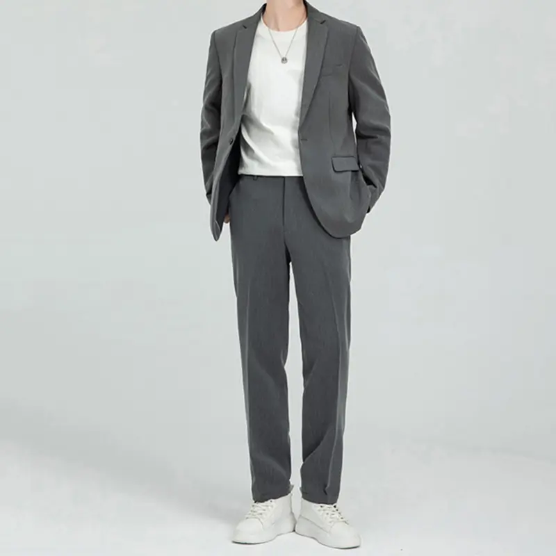 IEFB Business Casual Men's Two-piece Lapel Single Button Korean Style Loose Blazer Wide Leg Male Suit Pants Autumn Simple 9W3778