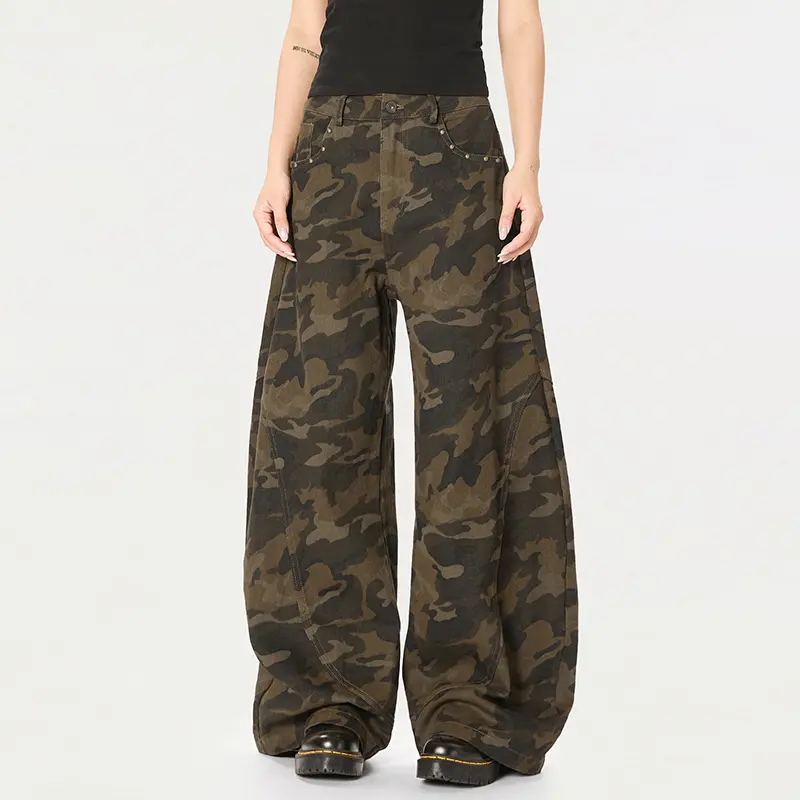 IEFB New Summer Men's Casual Trousers Camouflage Straight Streetwear American Style Wide Leg Machete Pants Menswear 9W2462