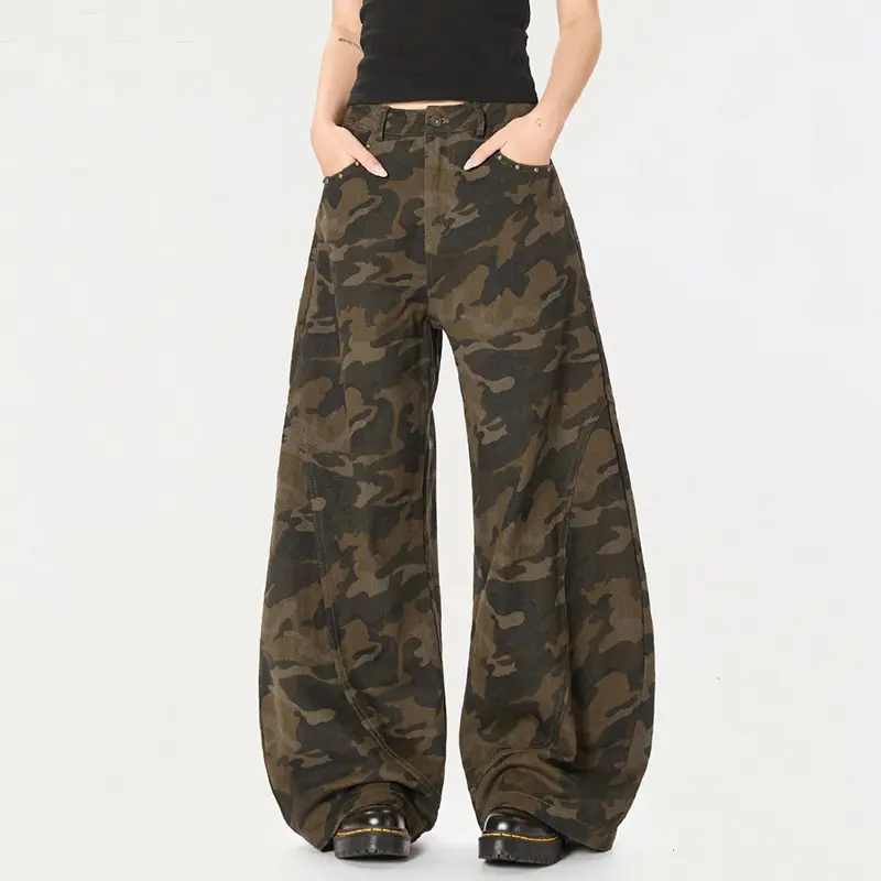 IEFB New Summer Men's Casual Trousers Camouflage Straight Streetwear American Style Wide Leg Machete Pants Menswear 9W2462