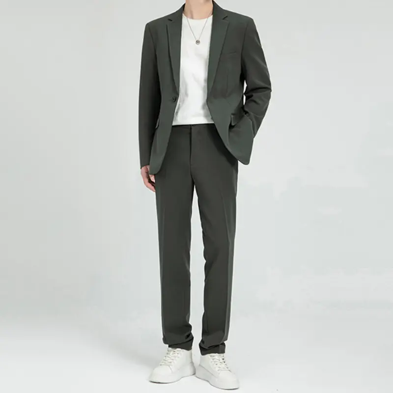 IEFB Business Casual Men's Two-piece Lapel Single Button Korean Style Loose Blazer Wide Leg Male Suit Pants Autumn Simple 9W3778
