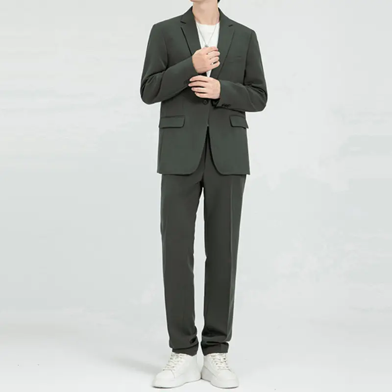 IEFB Business Casual Men's Two-piece Lapel Single Button Korean Style Loose Blazer Wide Leg Male Suit Pants Autumn Simple 9W3778