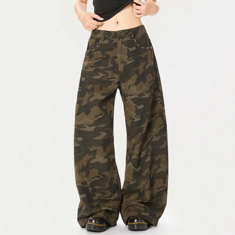 IEFB New Summer Men's Casual Trousers Camouflage Straight Streetwear American Style Wide Leg Machete Pants Menswear 9W2462