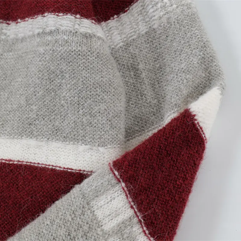 IEFB Men's Sweater New Korean Striped Turn-down Collar Contrast Color Design Personality Male Pullover Clothing Spring 9W1895