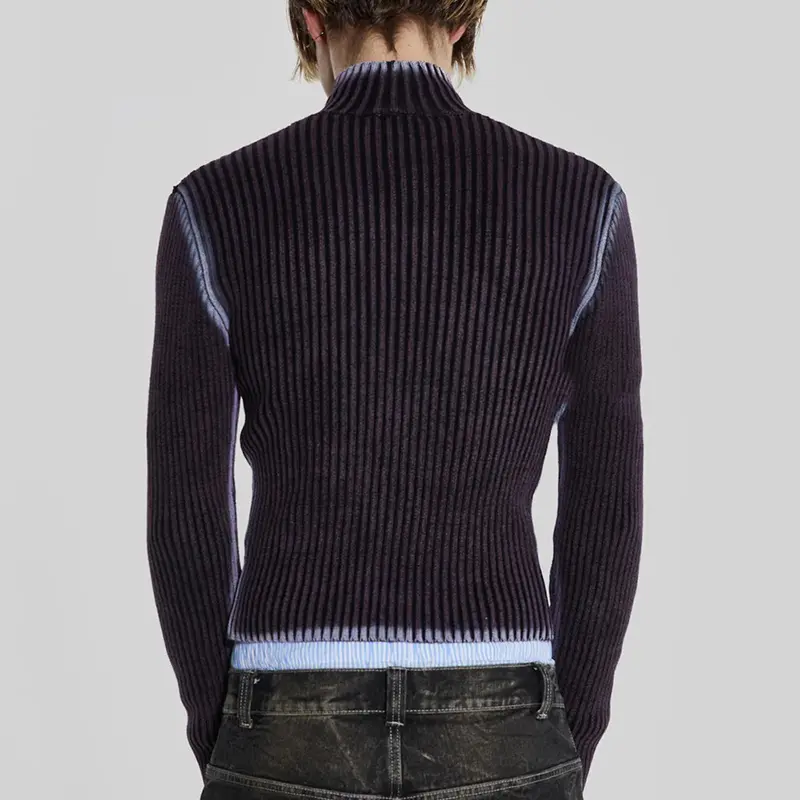IEFB Streetwear Men Knitted Vest Pullovers New Men's Turtleneck Sleeveless Sweater Zipper Tie-dye Clothing Summer Spring C3482