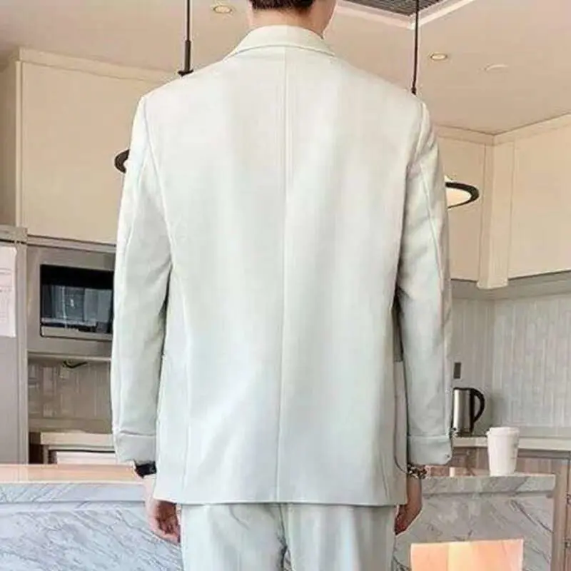 IEFB Korean Style New Trendy Male Blazer Turn-down Collar Solid Color Suit Jacket 2025 Spring Loose Fit Men Clothing 9W1203