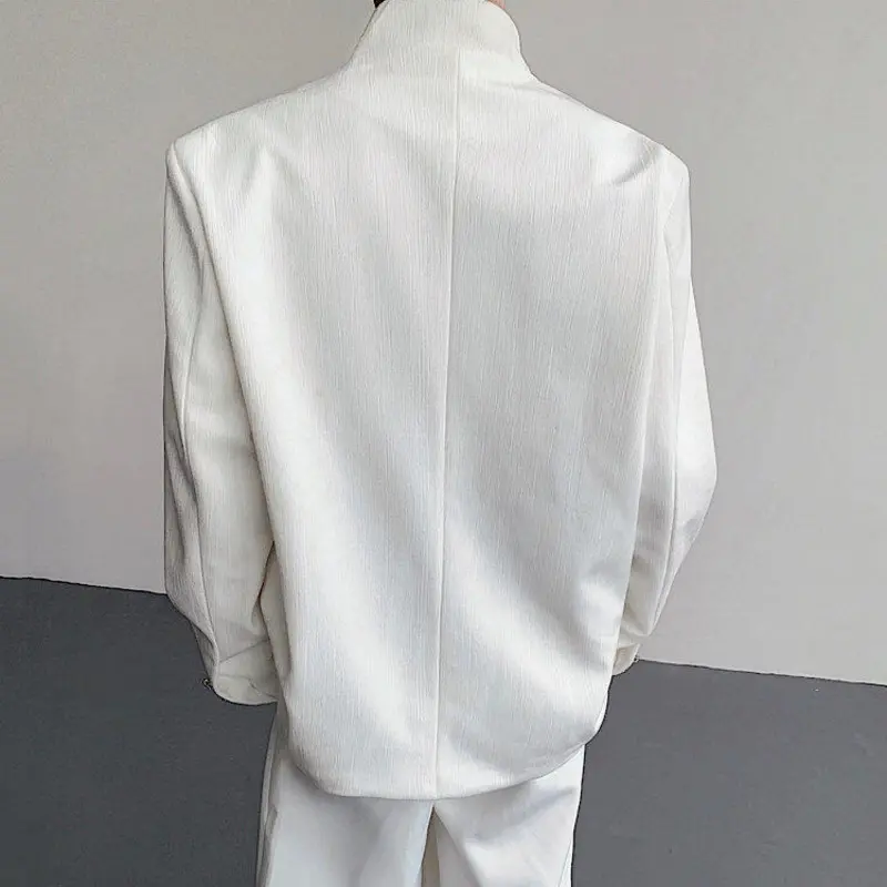 IEFB New Chinese Style Men's Blazers Embroidered Shoulder Padded Stand Collar Corduroy Single Breasted Male Suit Jackets 9W3375