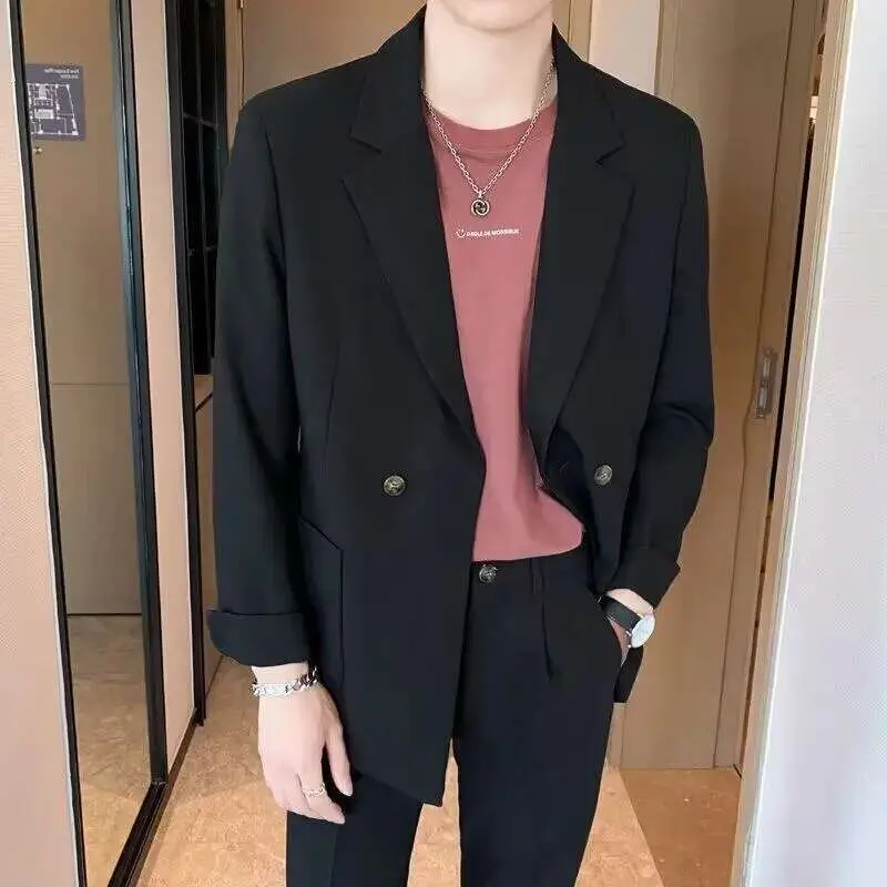 IEFB Korean Style New Trendy Male Blazer Turn-down Collar Solid Color Suit Jacket 2025 Spring Loose Fit Men Clothing 9W1203