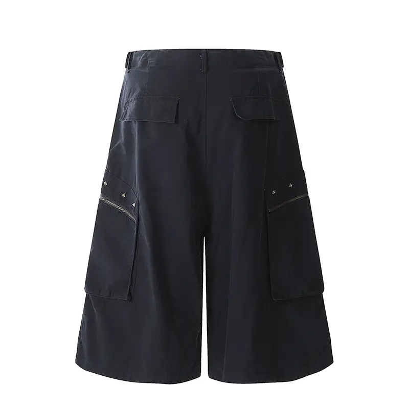 IEFB New Fashion Knee-length Men's Overalls Zipper Cargo Pants Streetwear Metal Decoration Male Bottoms Summer Trend CPG2962