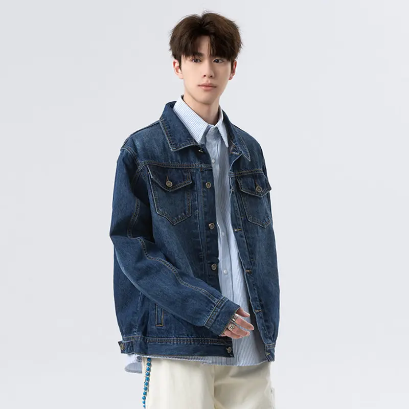 IEFB New Autumn Men's Denim Coats Solid Color Washing Lapel Casual Menswear Single Breasted Free Draping Male Jackets 9W4055