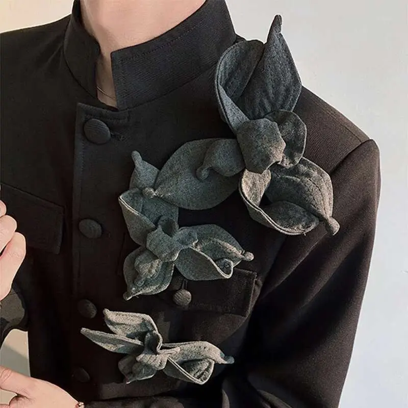 IEFB New Chinese Style Orchid Men's Blazer Stand Up Collar Niche Design Male Suit Jacket Patchwork New Trendy Spring 2025 9W965