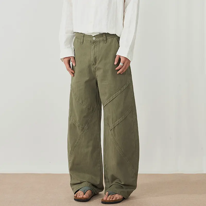 IEFB Male Cargo Pants American Washed Deconstructive  Men's Trendy Vintage Loose Three Dimensional Curved Knife Trousers 9W1173