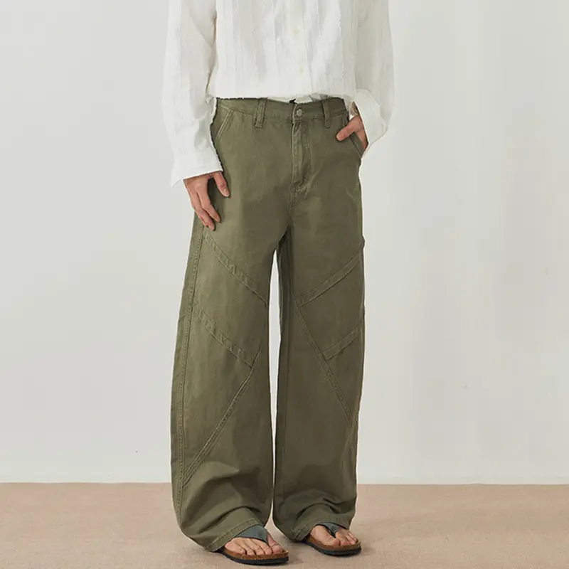 IEFB Male Cargo Pants American Washed Deconstructive  Men's Trendy Vintage Loose Three Dimensional Curved Knife Trousers 9W1173