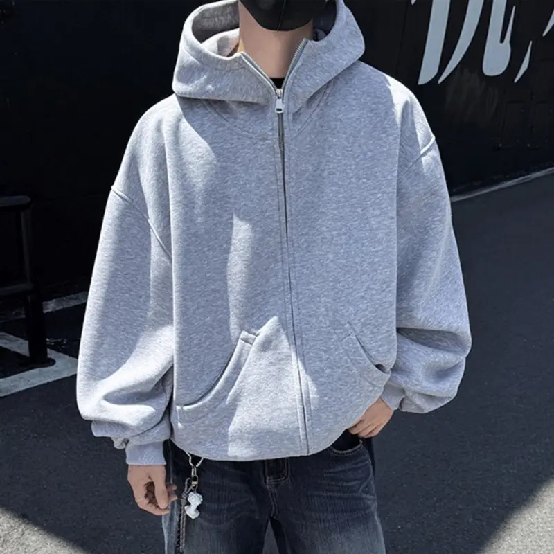 IEFB Autumn Men's Hoodies Solid Color Zipper Pockets All-match Casual Clothing Hooded Sweatshirts Simple Korean Male Coat 9W4307