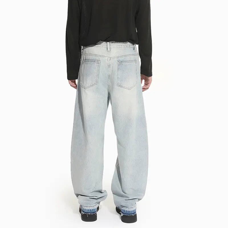 IEFB Korean Style Men's Jeans Contrast Color Deconstruction Patchwork New Autumn Bottom Loose Wide Leg Male Denim Pants 9W4287