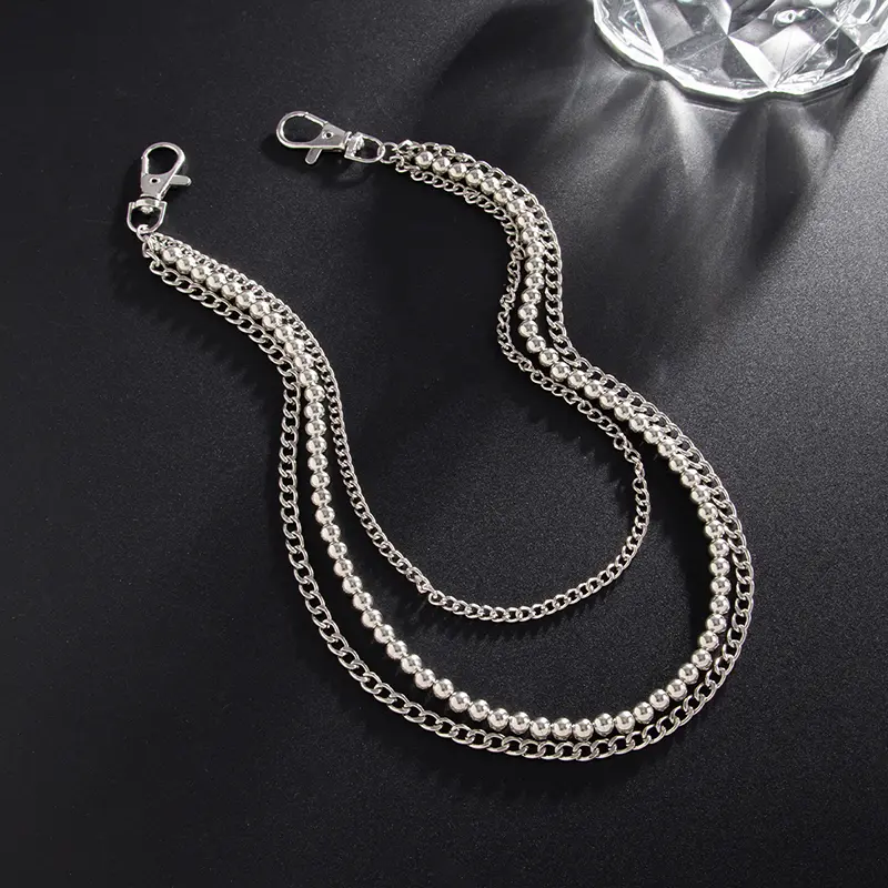 IEFB Hip-Hop Round Bead Metal Pants Chain Men Trendy Fashion Personality Versatile Jeans Chain Women's Waist Accessories 9X106
