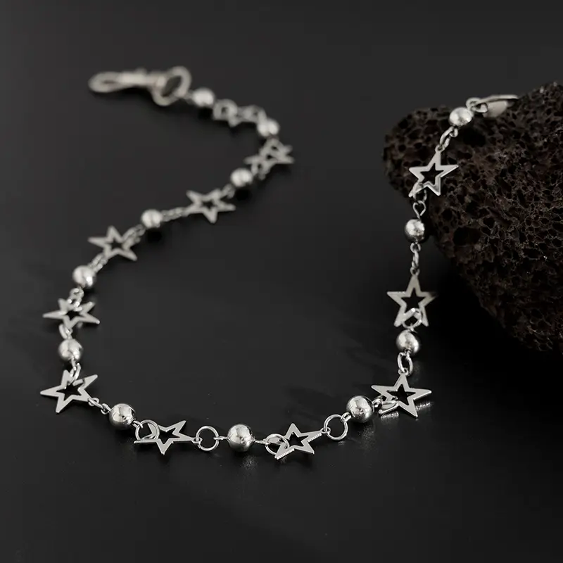 IEFB Hip Hop Accessories Five-pointed Star Round Bead Patchwork Belt Chain 2025 New Fashion Male Female Jeans Accessory 9X107