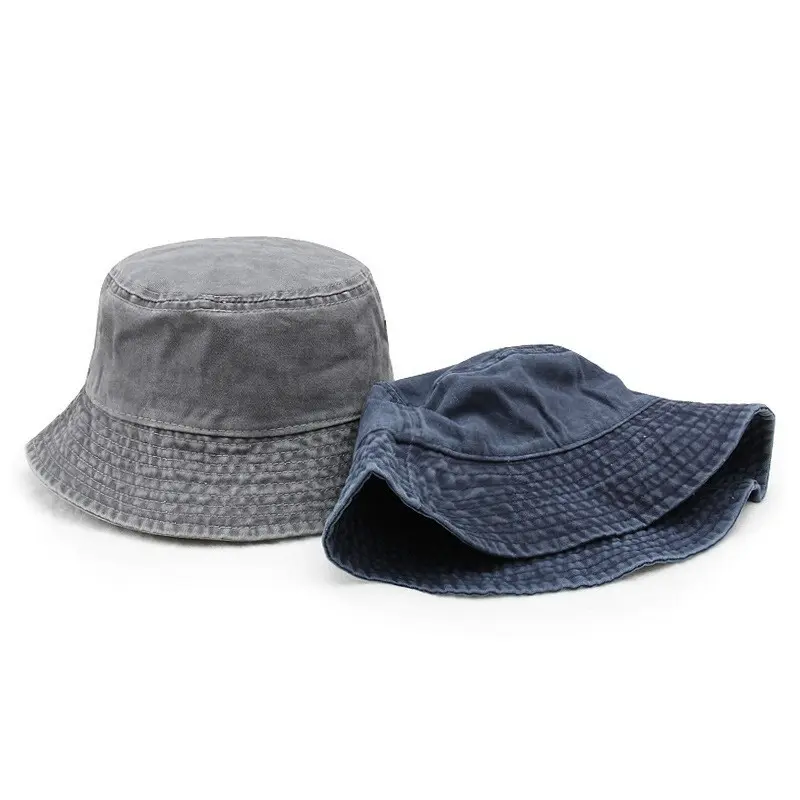 IEFB Korean Style Washed Denim Fisherman Hat Men Women Trendy Vintage Four Seasons Solid Color Bucket Hats 2025 Clothing 9X109