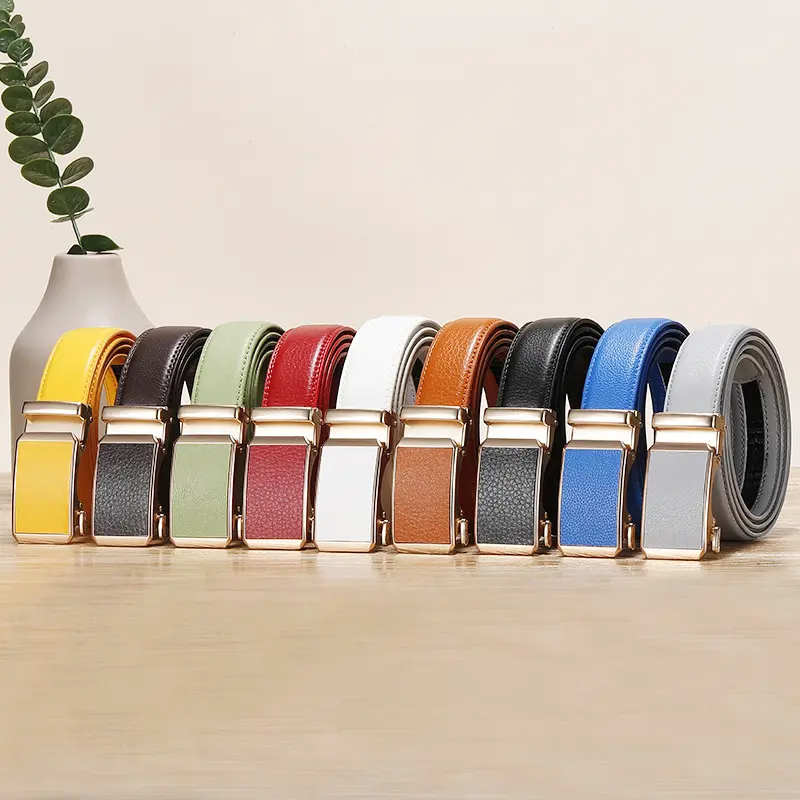 IEFB Men's Women's PU Leather Belt Automatic Buckle Trousers Belt 2025 New Fashion Men Clothing Baggy Jeans Accessories 9X104