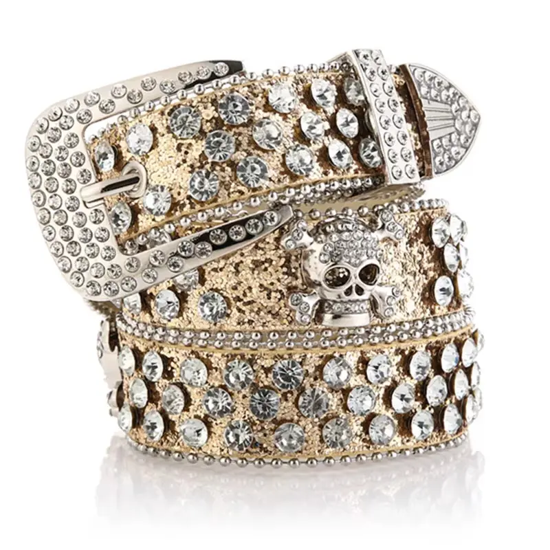 IEFB New Fashion Men Women Belt Diamond-studded Accessories Sequin Pin Buckle Design Belts Jeans Jeans Accessory 9X101