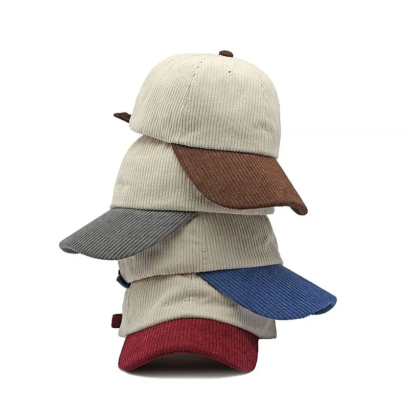 IEFB Patchwork Corduroy Duckbill Cap Men Women New Autumn Winter Baseball Caps Soft Top Simple Design Outdoor Sport Hat 9X112