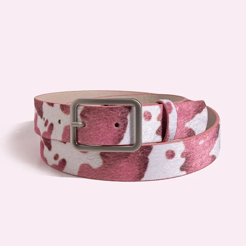 IEFB PU Belt Cow Pattern Cow Pattern Design Fake Fur Men Women Jeans Belts 2025 New Fashion Trend Clothes Accessories 9X105