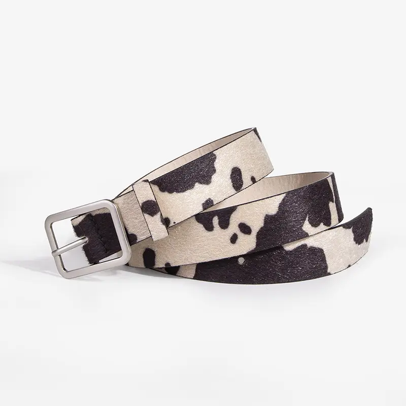 IEFB PU Belt Cow Pattern Cow Pattern Design Fake Fur Men Women Jeans Belts 2025 New Fashion Trend Clothes Accessories 9X105