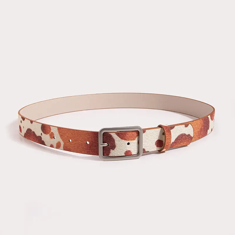 IEFB PU Belt Cow Pattern Cow Pattern Design Fake Fur Men Women Jeans Belts 2025 New Fashion Trend Clothes Accessories 9X105